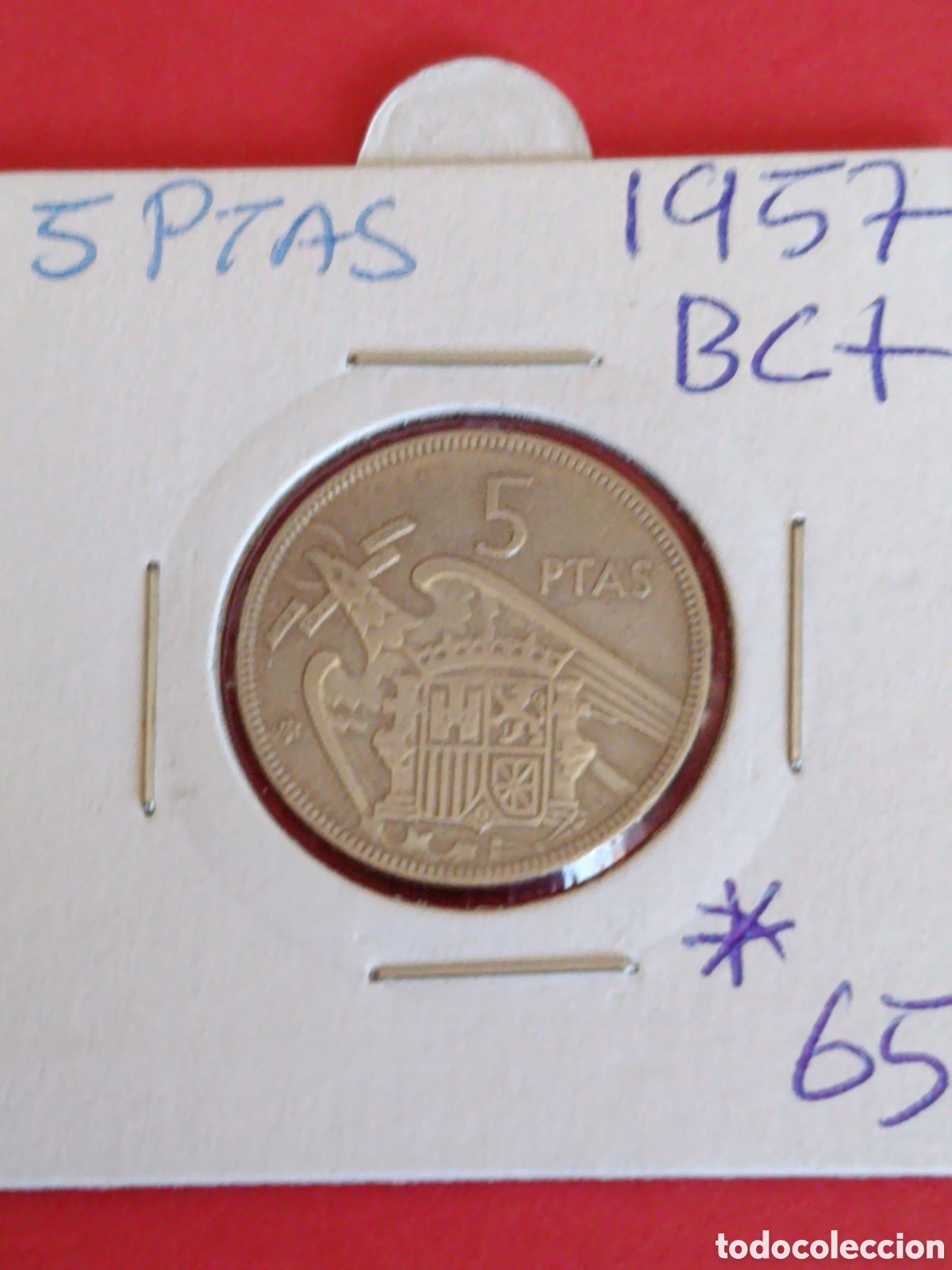 Monedas Franco: ESTADO ESPA&Ntilde;OL. 5 PESETAS DE 1957.*65* BC+