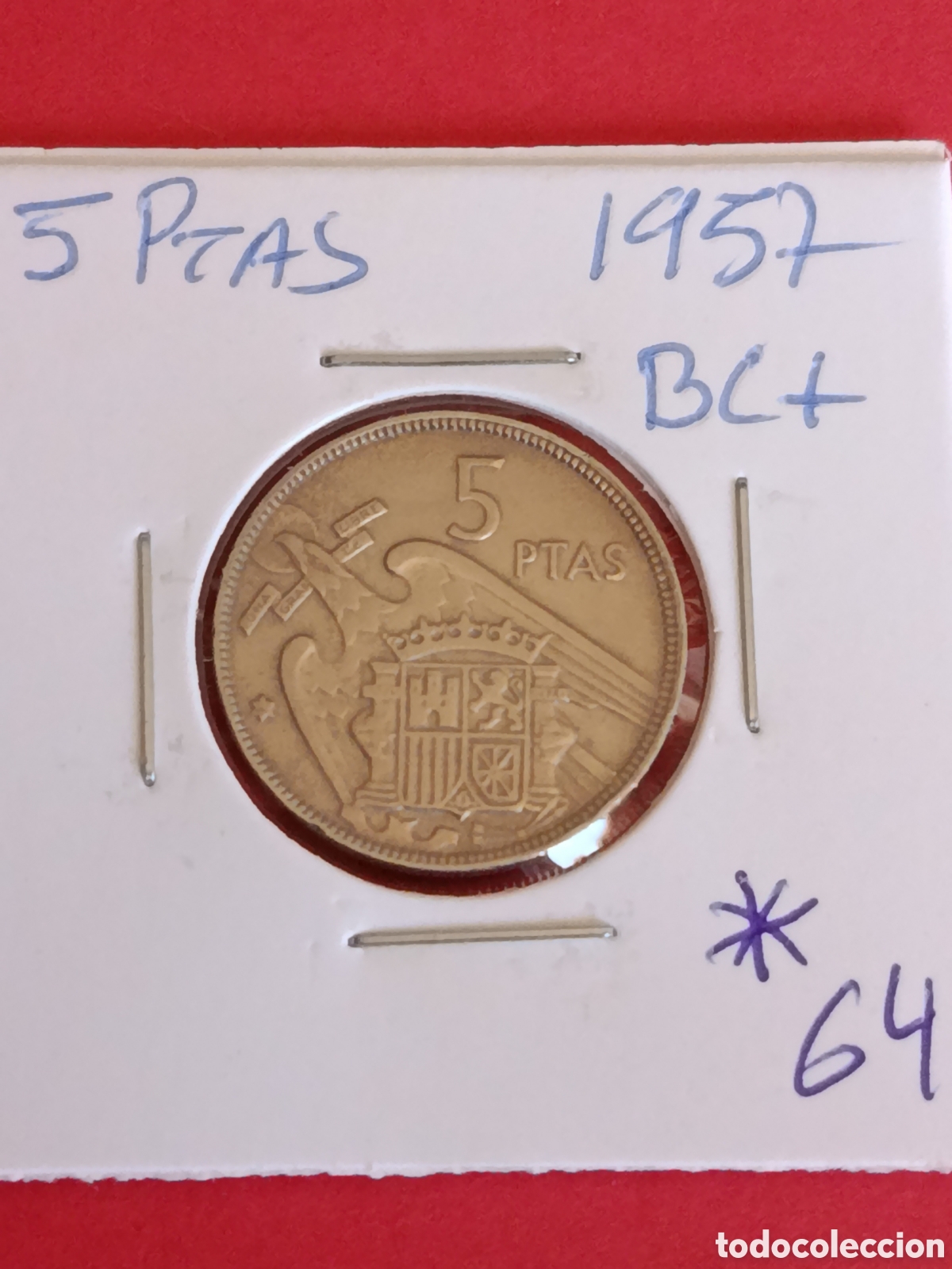 Monedas Franco: ESTADO ESPA&Ntilde;OL. 5 PESETAS DE 1957.*64* BC+