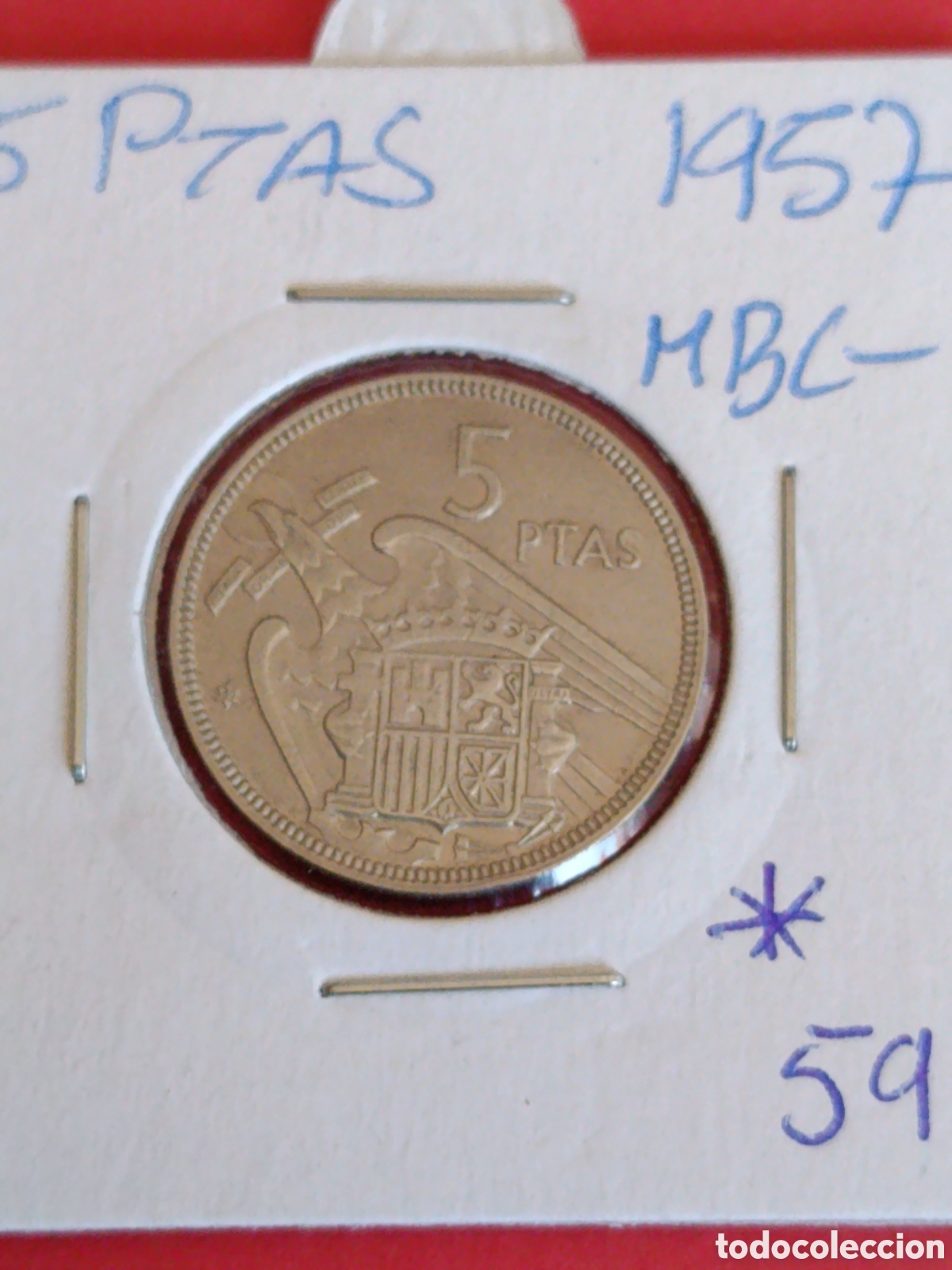 Monedas Franco: ESTADO ESPA&Ntilde;OL. 5 PESETAS DE 1957.*59* MBC-