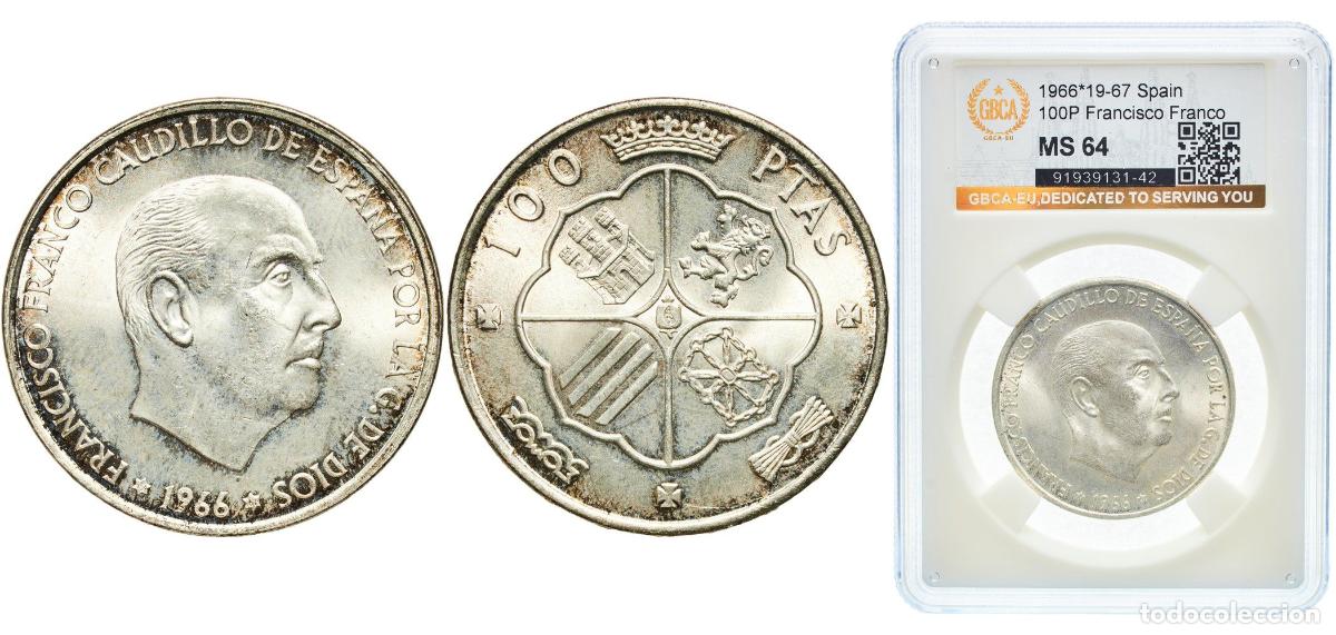 Monedas Franco: Spain Nationalist Government 1966 19-67 100 Pesetas - Francisco Franco Silver (.800) Madrid Mint (