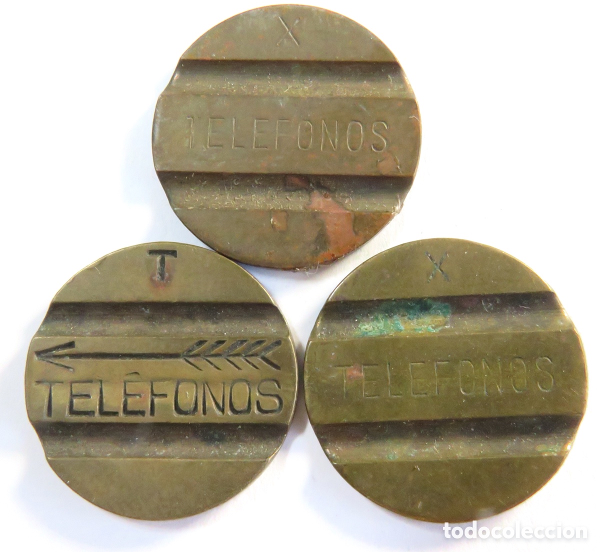 Monedas Franco: Lote 3 Fichas Telef&oacute;nicas Antiguas | Telef&oacute;nica Espa&ntilde;a | Nostalgia A&ntilde;os 60-70-80 | Coleccionismo