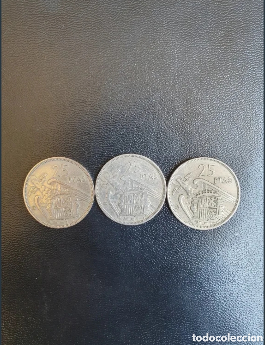 Monedas Franco: 3 MONEDAS de 25 PESETAS de Espa&ntilde;a de 1957 ( *58/74*)