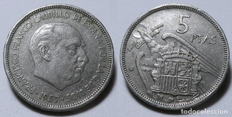 Monete Franco: Moneda del Estado Espa&ntilde;ol, Franco 5 Pesetas 1957 *73