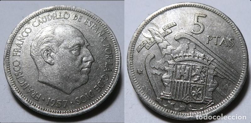 Monedas Franco: Moneda del Estado Espa&ntilde;ol, Franco 5 Pesetas 1957 *72