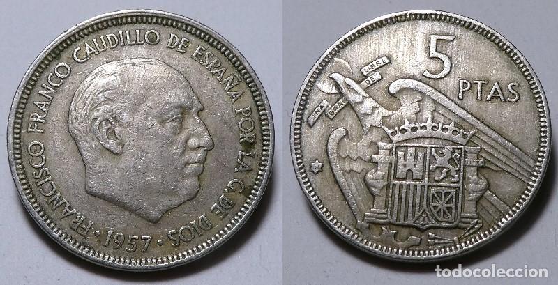 Monedas Franco: Moneda del Estado Espa&ntilde;ol, Franco 5 pesetas 1957 *64
