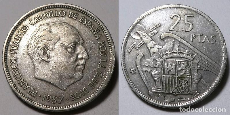 Monedas Franco: Moneda del Estado Espa&ntilde;ol, Franco 25 pesetas 1957 *72