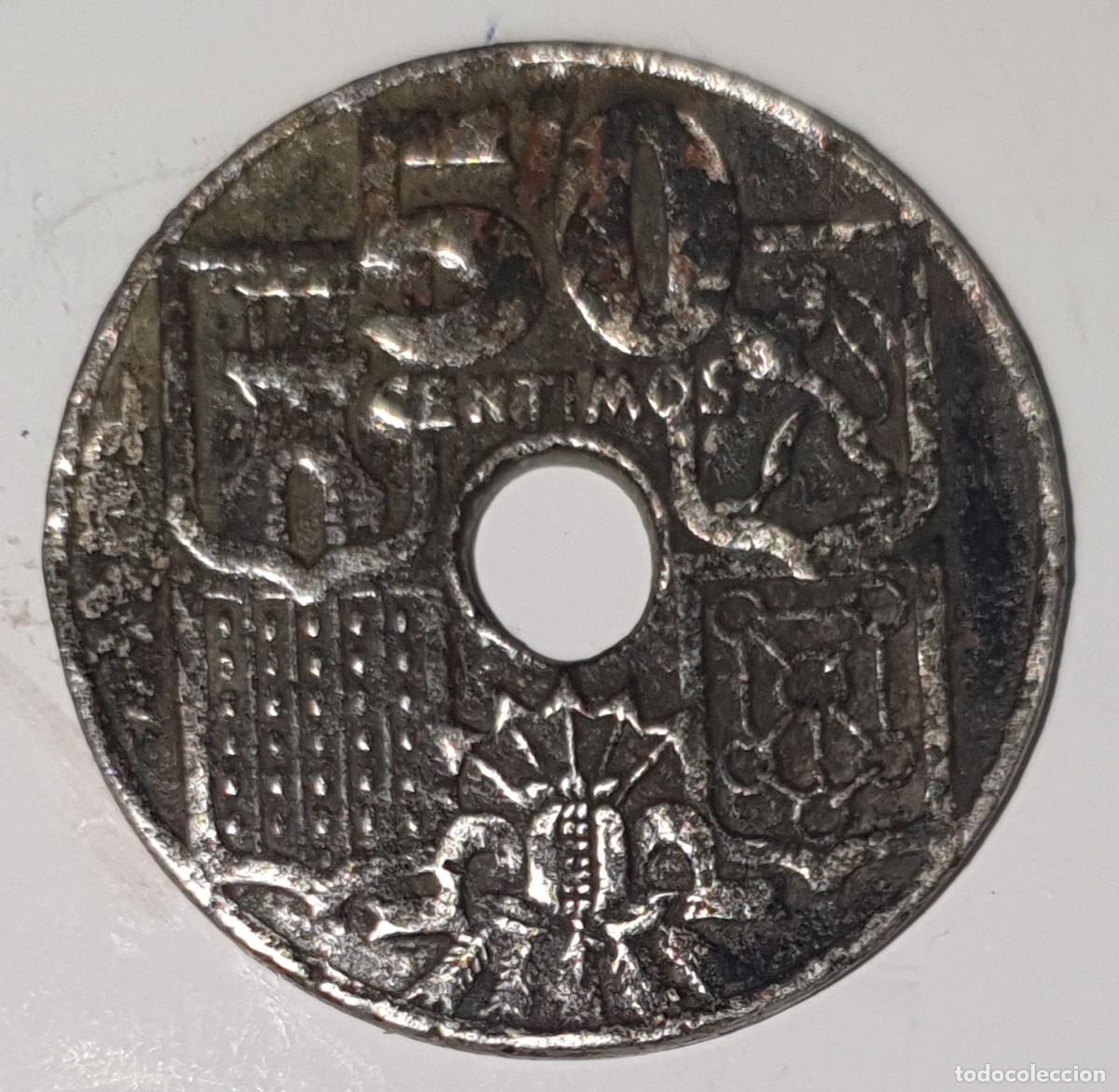 Monedas Franco: Espa&ntilde;a 50 C&eacute;ntimos 1949 (19-62) Estado Espa&ntilde;ol &ndash; Moneda con Agujero