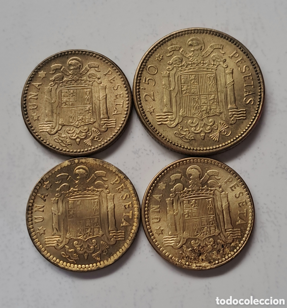 Monedas Franco: Pesetas errores sin circular - Foto 2