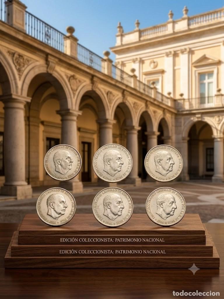 Moedas Franco: Lote 6 monedas plata 100 pts Franco 1966 estrella 1966