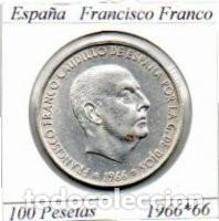 Monedas Franco: ESPA&Ntilde;A 1966 ESTRELLA 66, 100 PESETAS, FRANCISCO FRANCO, AG, EBC, 2 FOTOS