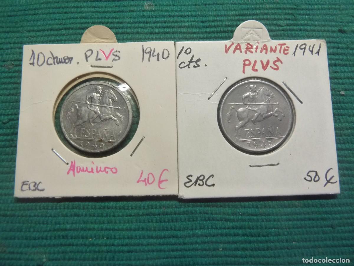 Monedas Franco: 10 CTMOS ALUMINIO 1940 Y 1941 VARIANTE PLVS, B/C