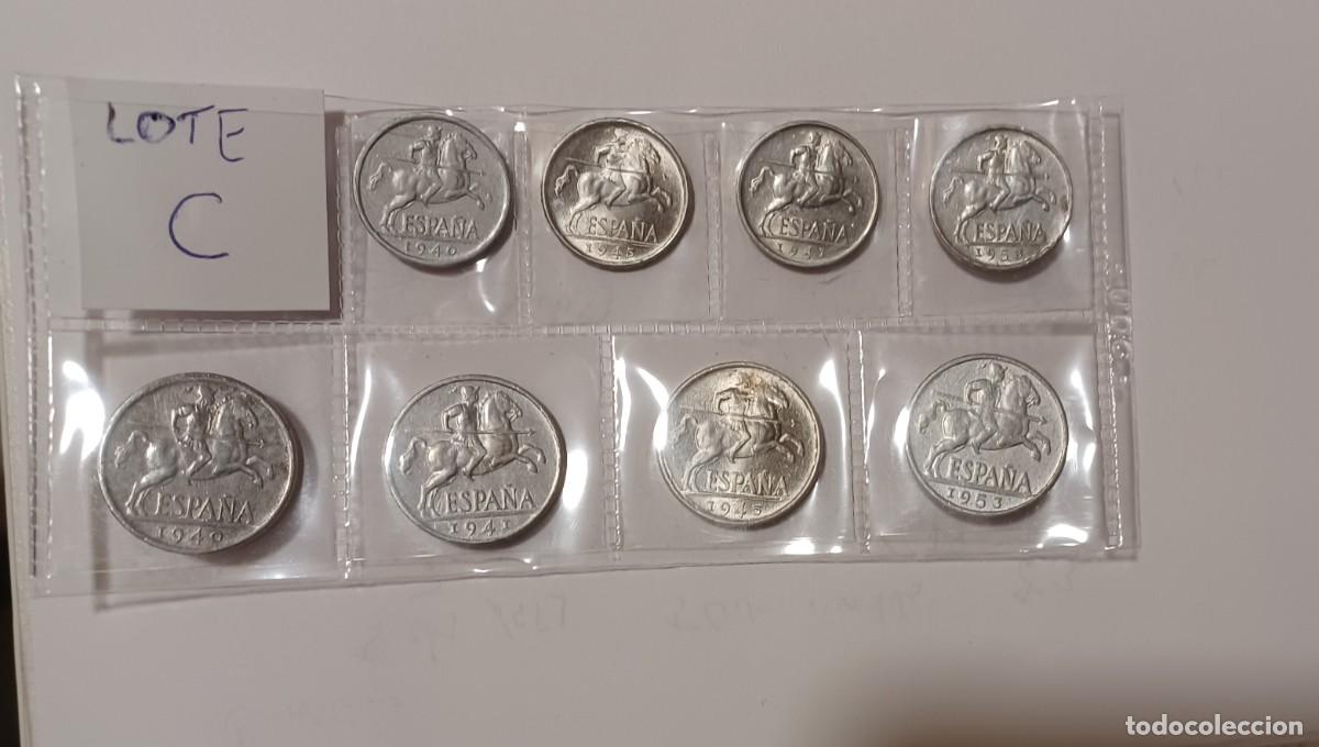 Monedas Franco: Serie completa 8 monedas jinete lanzero 1940-1953