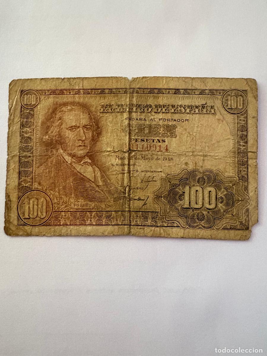 Monedas Franco: Billete de 100 pesetas del a&ntilde;o 1948