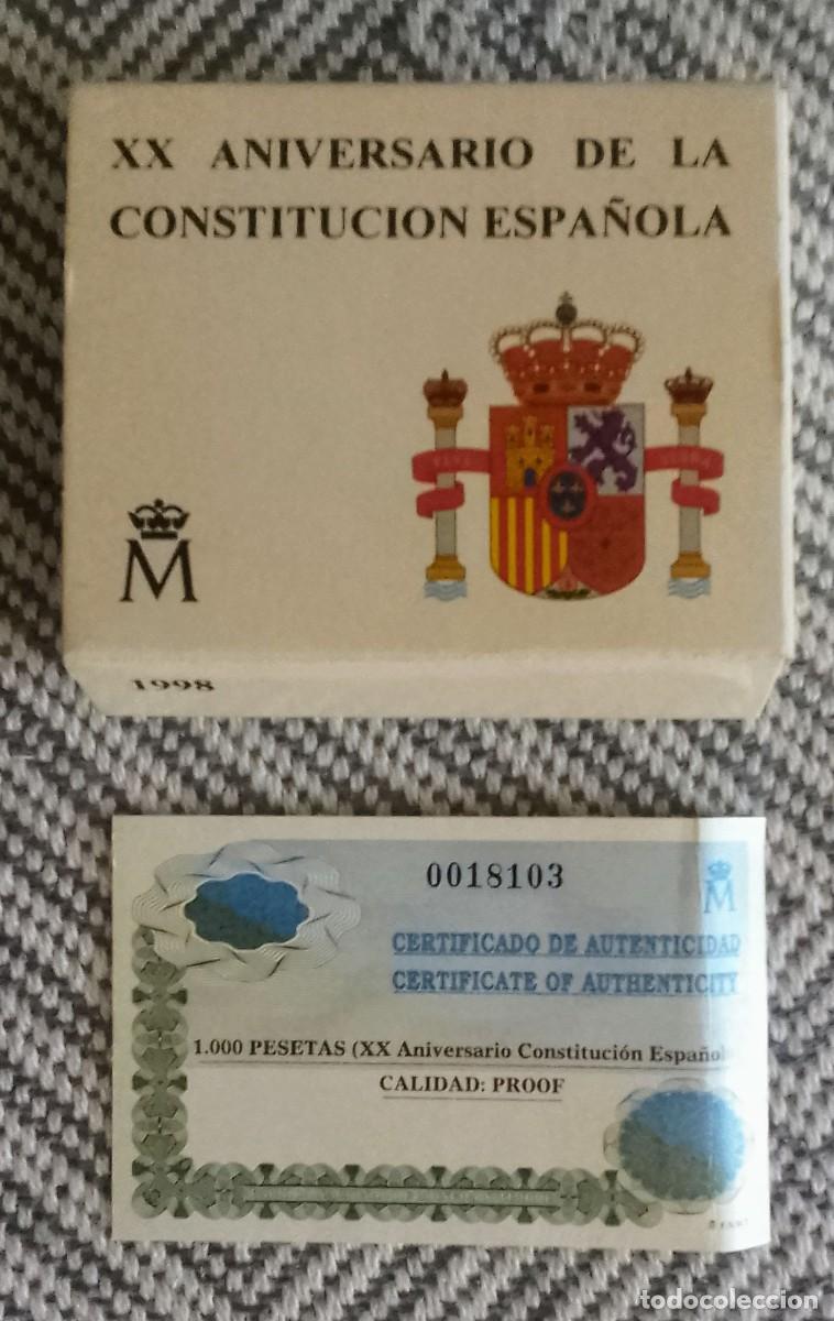 Monedas Franco: MONEDA 1.000 PTAS PLATA. 1998 XX ANIVERSARIO CONSTITUCI&Oacute;N ESPA&Ntilde;OLA.