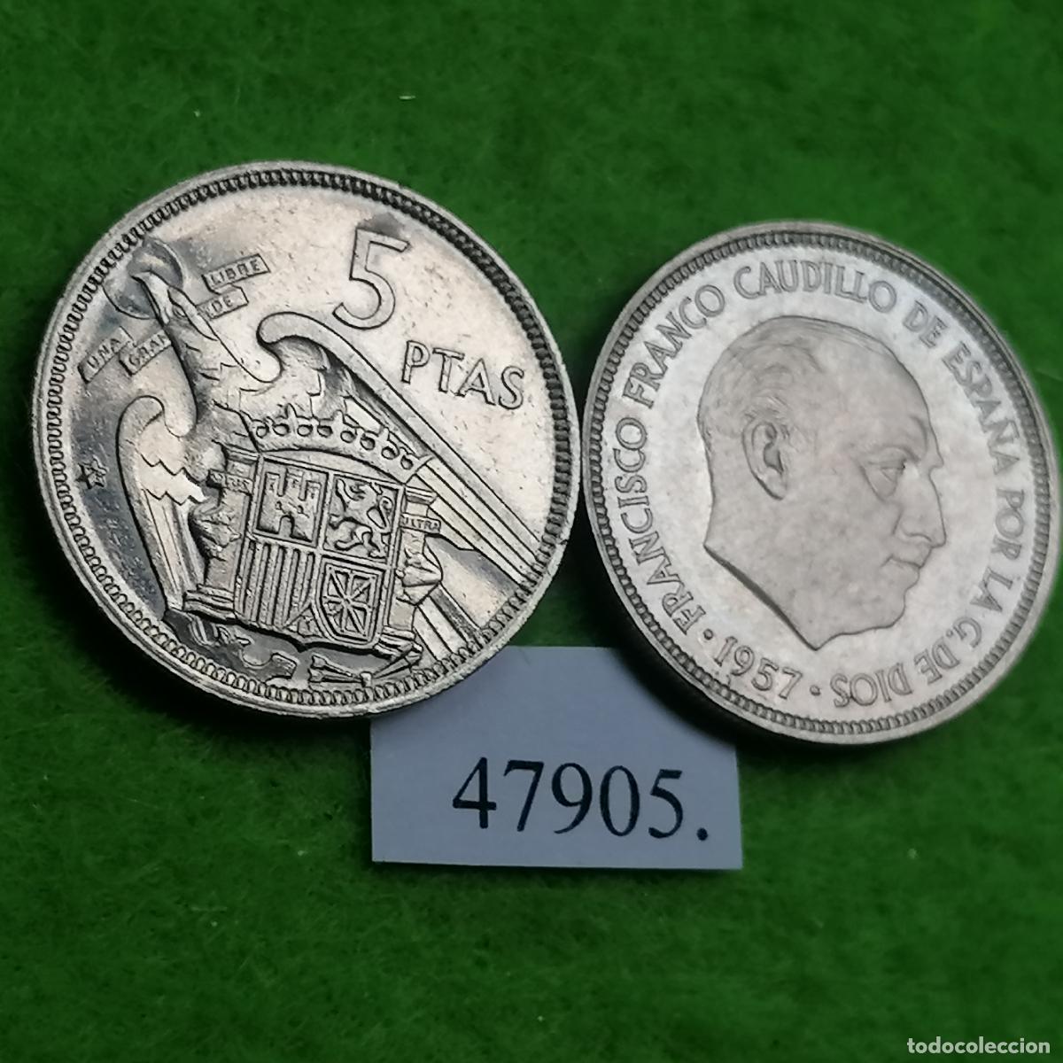 Monedas Franco: Espa&ntilde;a 5 pesetas 1957 74, una moneda, Franco , 47905 4