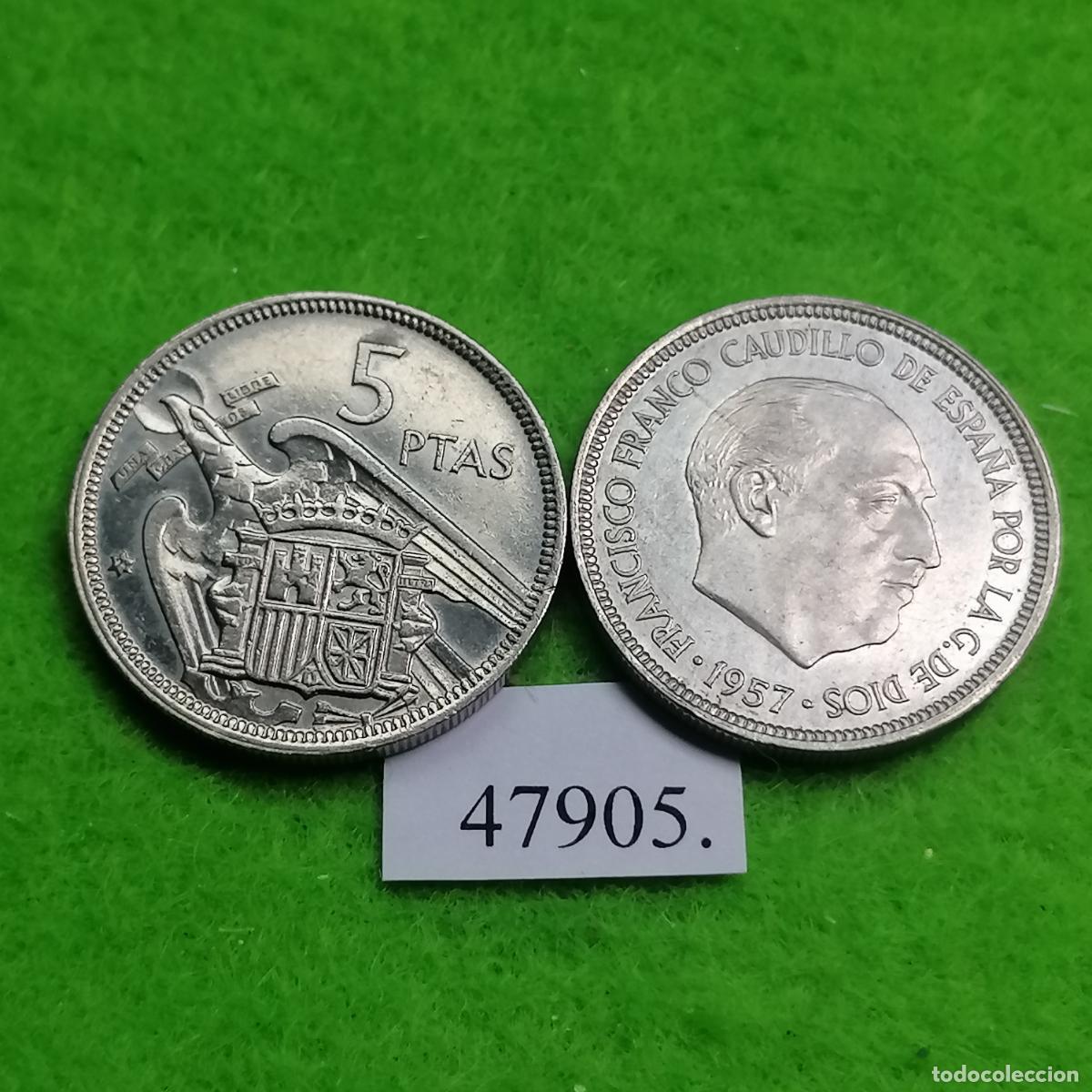 Monedas Franco: Espa&ntilde;a 5 pesetas 1957 74, una moneda, Franco , 47905 3