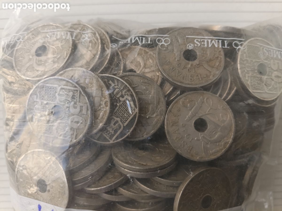 Monedas Franco: 72 monedas de 25 c&eacute;ntimos del agujero