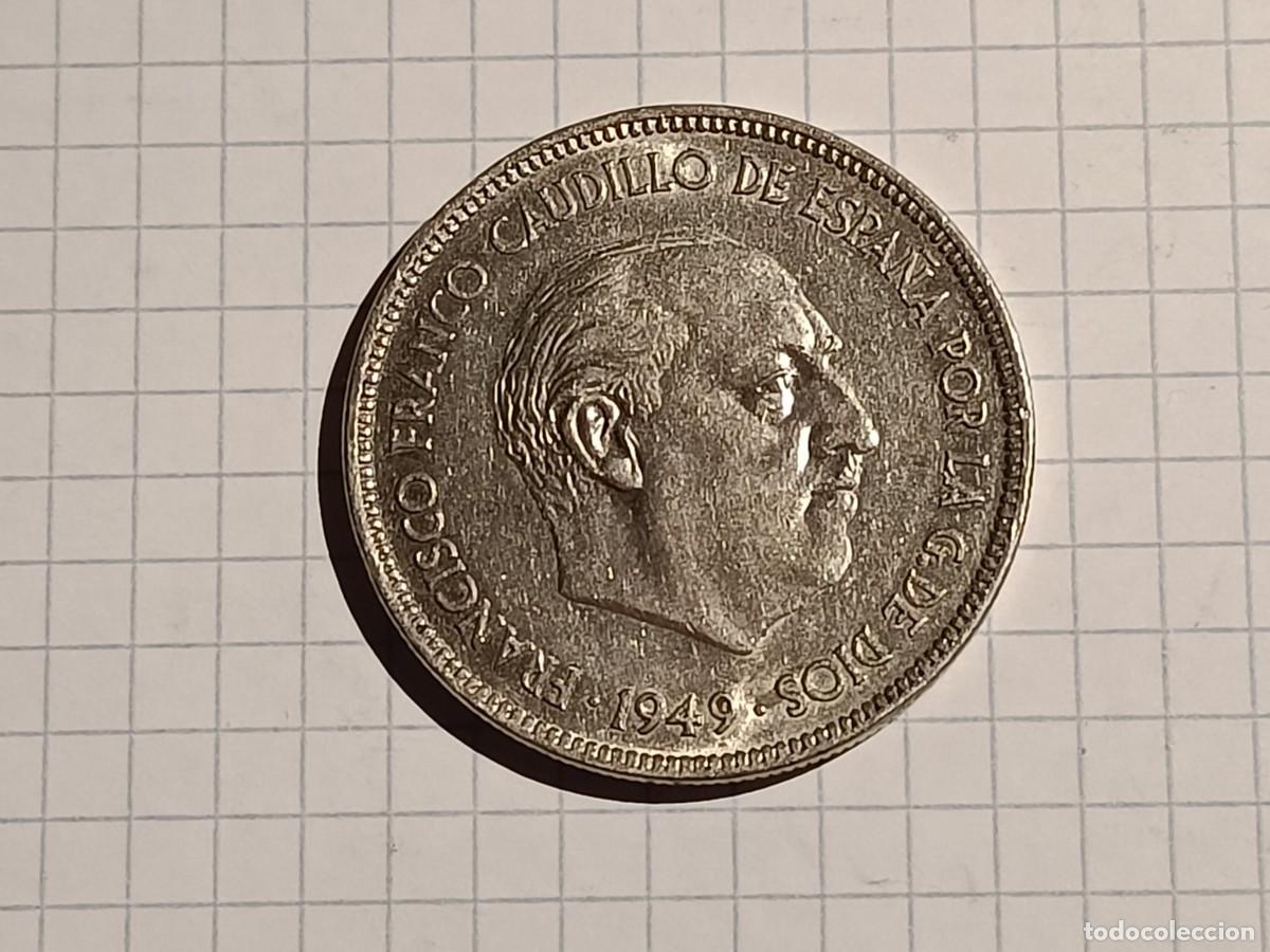 Monedas Franco: Moneda 5 pesetas. 1949. Estado Espa&ntilde;ol. Estrellas 19 50