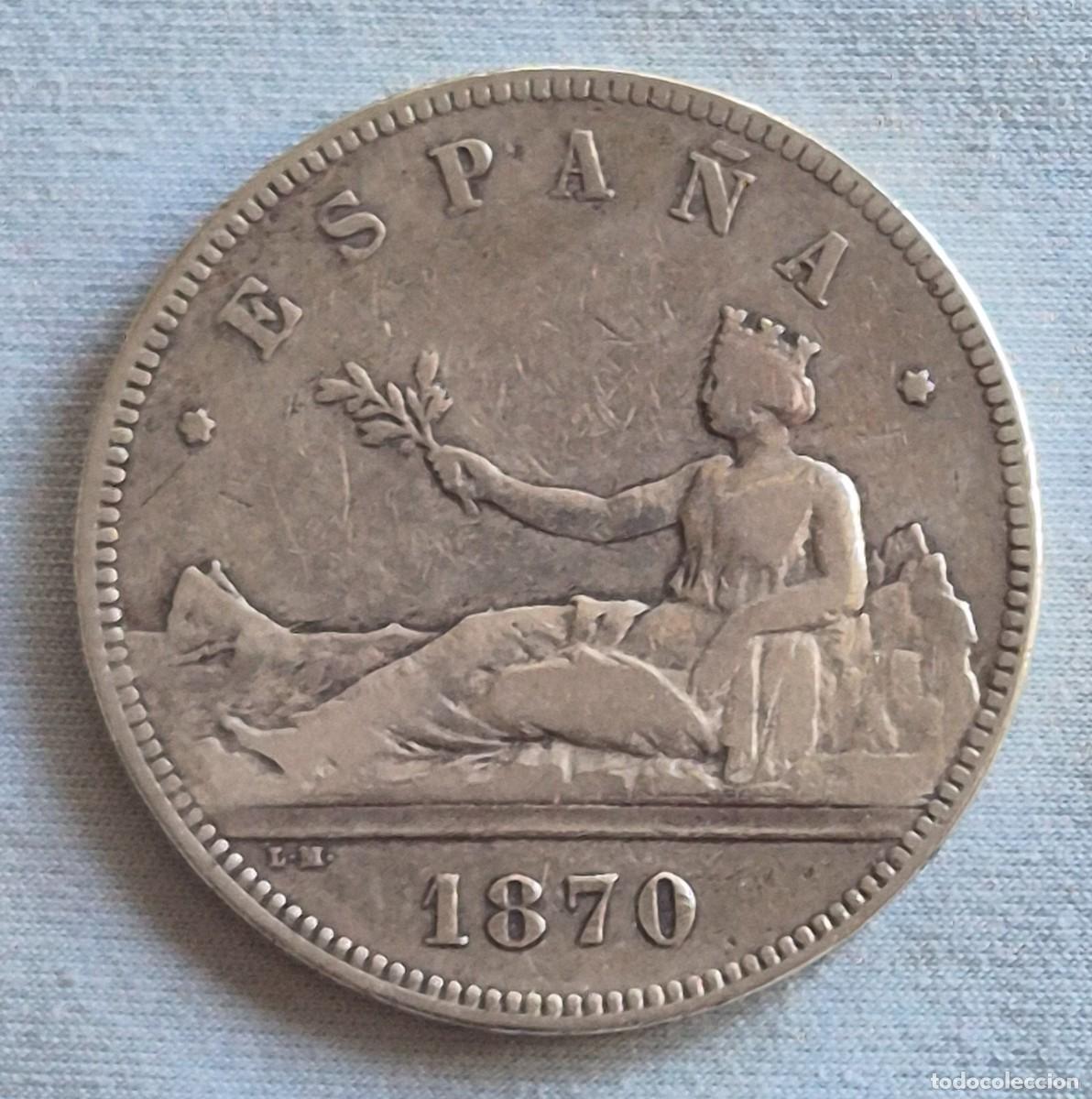 Monedas Franco: Moneda de plata 5 pesetas a&ntilde;o 1870 1&ordf; rep&uacute;blica espa&ntilde;ola