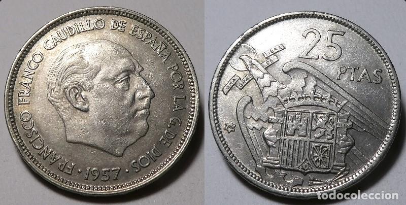 Monedas Franco: Moneda de 25 Pesetas 1957 *74 Estado Espa&ntilde;ol