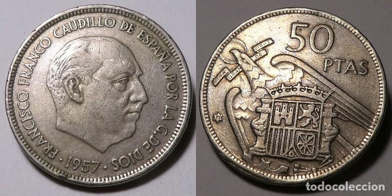 Monedas Franco: Moneda del Estado Espa&ntilde;ol 50 Pesetas 1957 *71