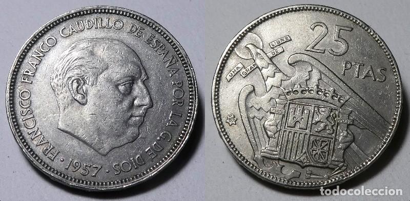 Monedas Franco: Moneda del Estado Espa&ntilde;ol 25 Pesetas 1957 *67