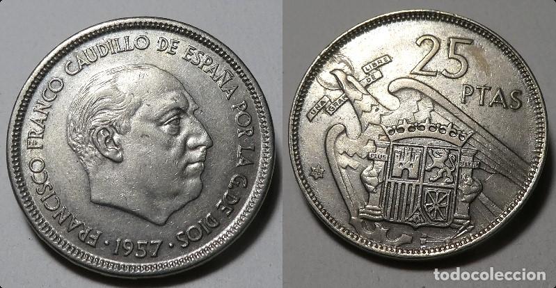 Monedas Franco: Moneda del Estado Espa&ntilde;ol 25 Pesetas 1957 *68
