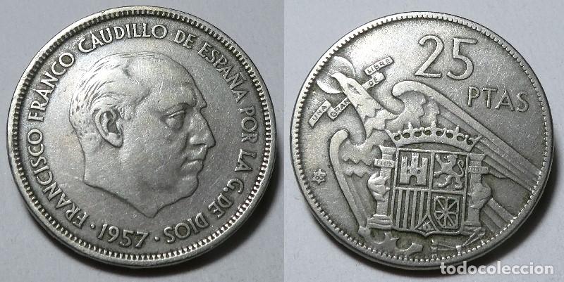 Monedas Franco: Moneda del Estado Espa&ntilde;ol 25 Pesetas 1957 *65