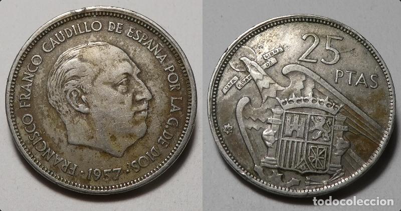 Monedas Franco: Moneda del Estado Espa&ntilde;ol 25 Pesetas 1957 *65