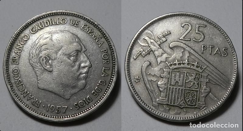 Monedas Franco: Moneda del Estado Espa&ntilde;ol 25 Pesetas 1957 *59