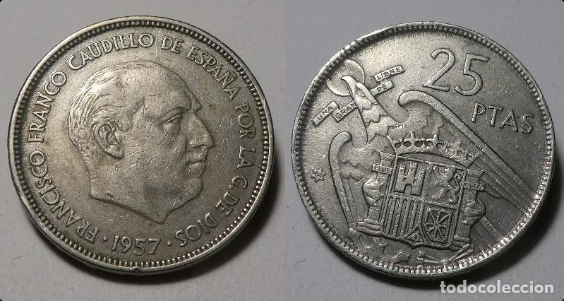 Monedas Franco: Moneda del Estado Espa&ntilde;ol 25 Pesetas 1957 *64