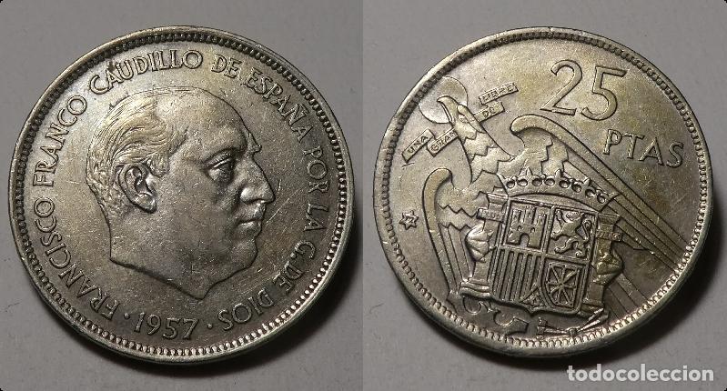 Monedas Franco: Moneda del Estado Espa&ntilde;ol 25 Pesetas 1957 *72