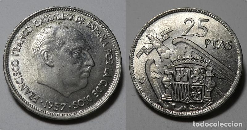 Monedas Franco: Moneda del Estado Espa&ntilde;ol 25 Pesetas 1957 *69