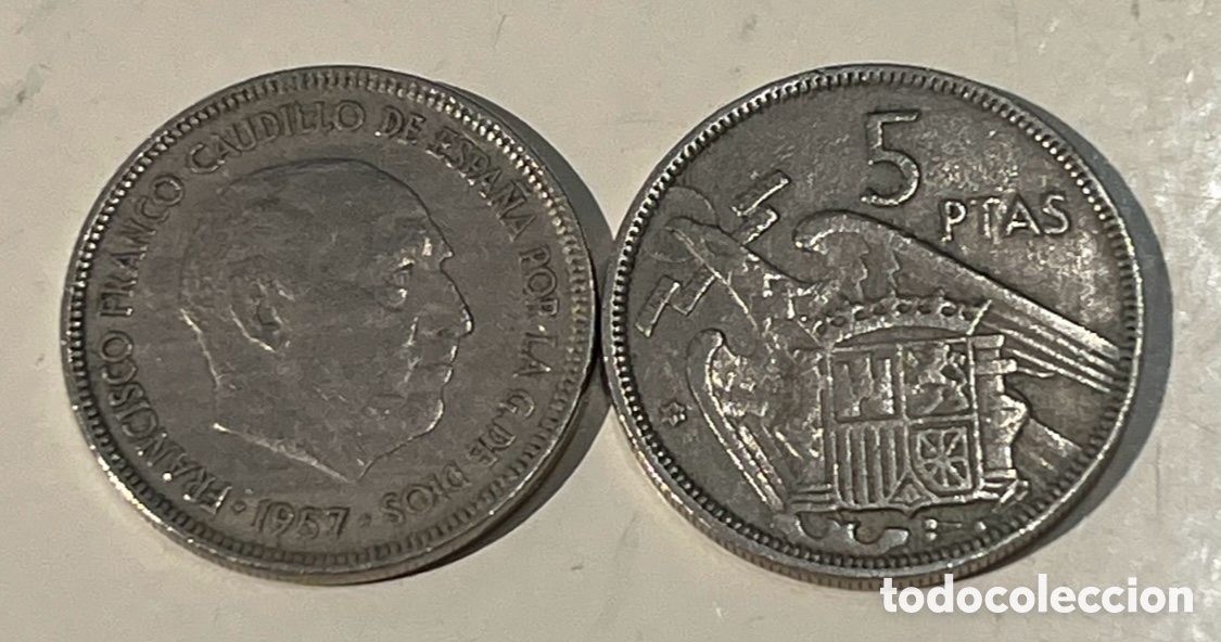 Monedas Franco: Moneda. Espa&ntilde;a. 5 Pesetas. 1957*59.