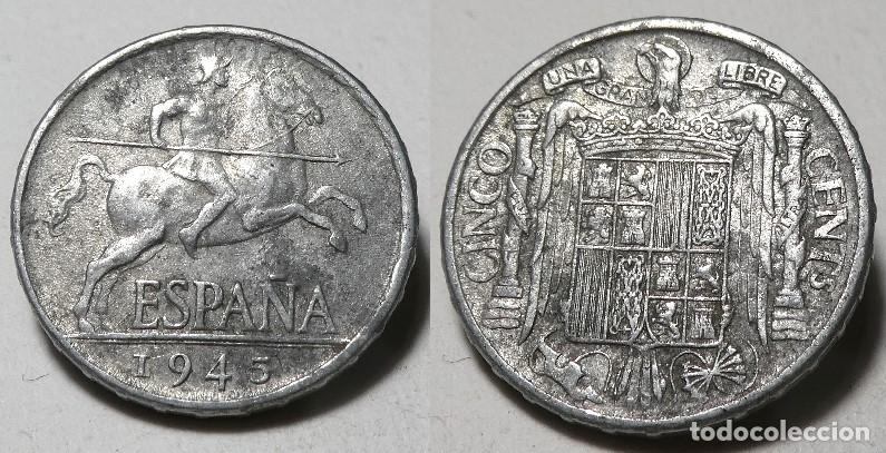 Monedas Franco: Moneda del Estado Espa&ntilde;ol, Franco 5 c&eacute;ntimos 1945
