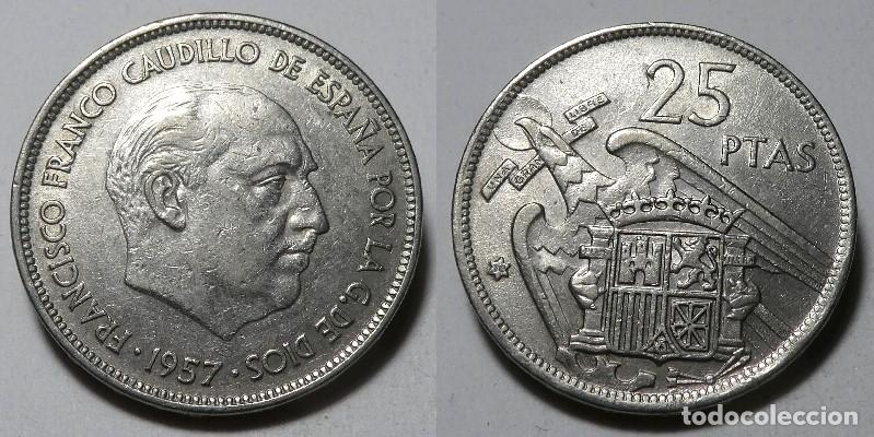 Monedas Franco: Moneda del Estado Espa&ntilde;ol, Franco 25 pesetas 1957 *70