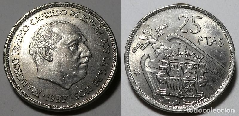 Monedas Franco: Moneda del Estado Espa&ntilde;ol, Franco 25 pesetas 1957 *75 SC
