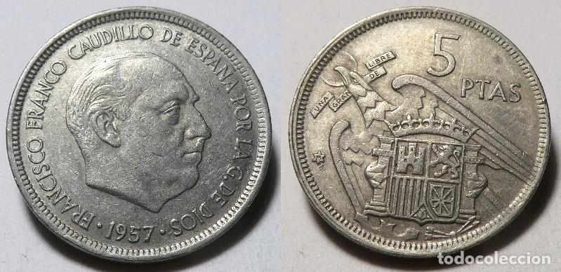 Monedas Franco: Moneda del Estado Espa&ntilde;ol, Franco 5 pesetas 1957 *75