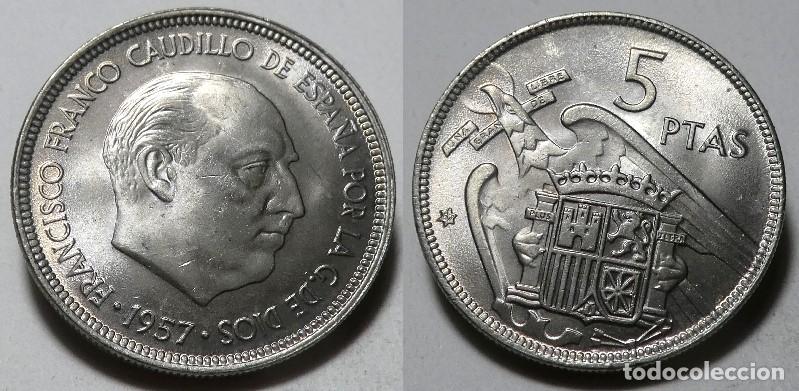 Monedas Franco: Moneda del Estado Espa&ntilde;ol, Franco 5 pesetas 1957 *67 SC