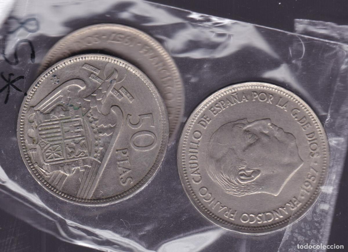 Monedas Franco: F8-8- Lote 3 Monedas 50 Ptas FRANCO *58 . EBC/SC