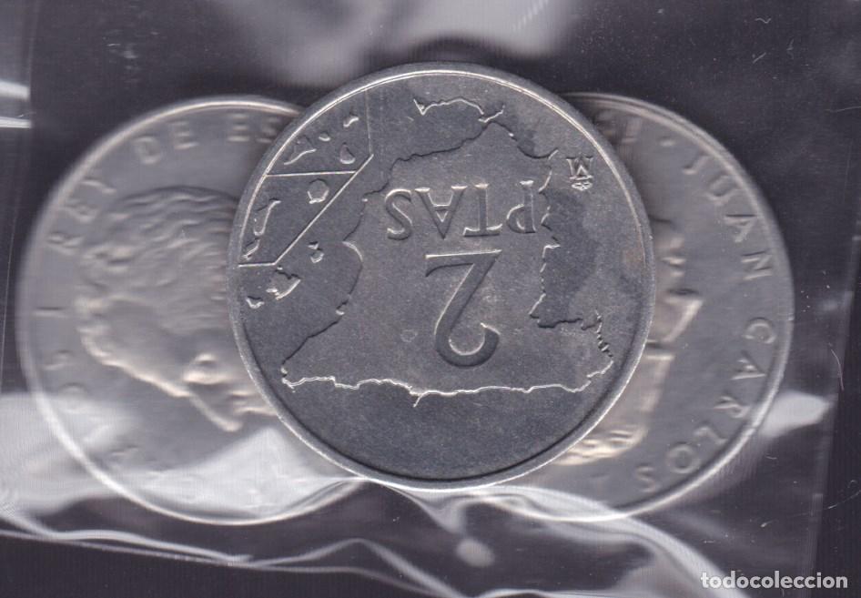 Monedas Franco: F8-13- Lote 3 Monedas 2 PTAS JUAN CARLOS EBC/SC