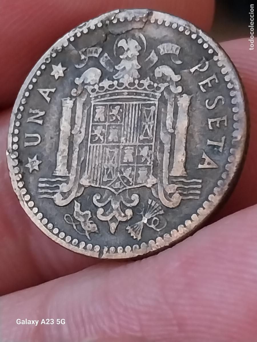 Monedas Franco: A&Ntilde;O 1947 PESETA PTA EPOCA FRANCO CIRCULADA ESTRELLAS ILEGIBLES --.