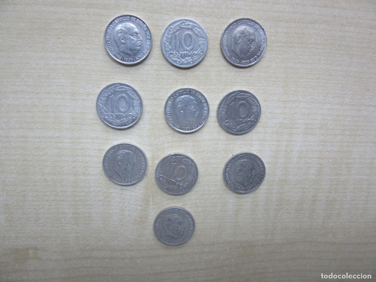 Monedas Franco: 10 monedas de 10 c&eacute;ntimos de &eacute;poca de Franco fechadas en 1959