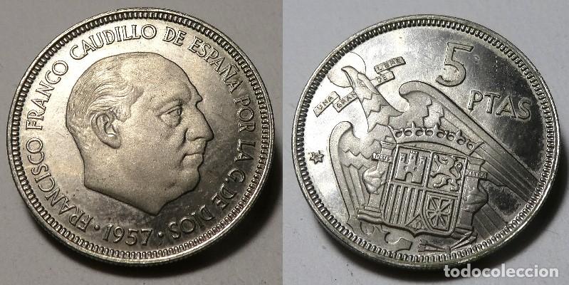 Monnaies Franco: Moneda del Estado Espa&ntilde;ol 5 Pesetas 1957 *75 SC