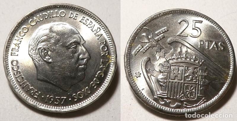 Monedas Franco: Moneda del Estado Espa&ntilde;ol 25 Pesetas 1957 *70 SC