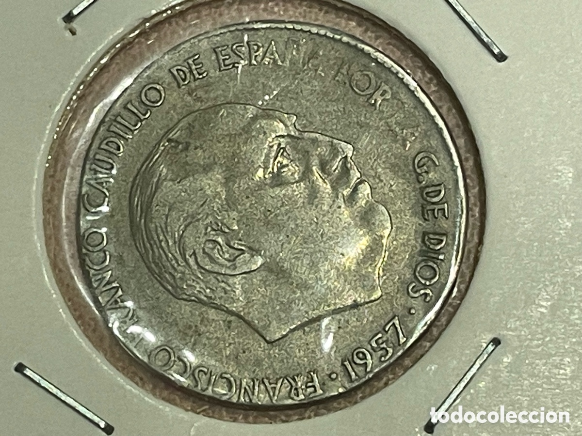 Monedas Franco: 25 Pesetas Franco 1957*65 &mdash; Error de acu&ntilde;aci&oacute;n, sin virola (canto irregular)