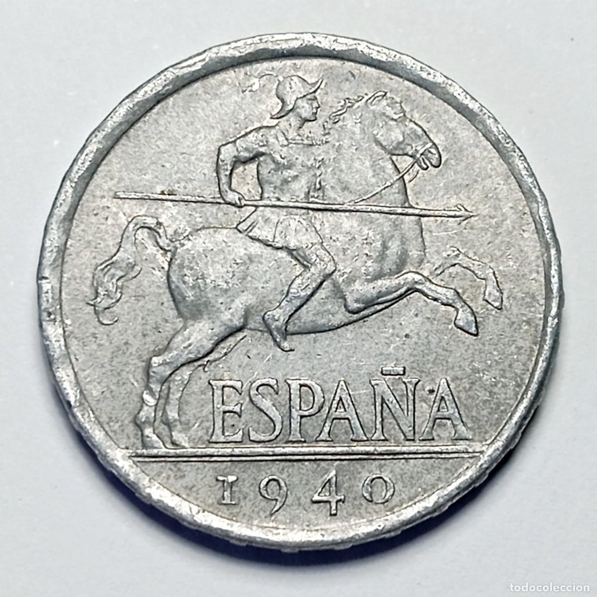 Monedas Franco: ⚜️ BBG2 9. Moneda 5 Centimos 1940 Jinete Iberico Espa&ntilde;a Franco Aluminio Numismatica Lote Estado