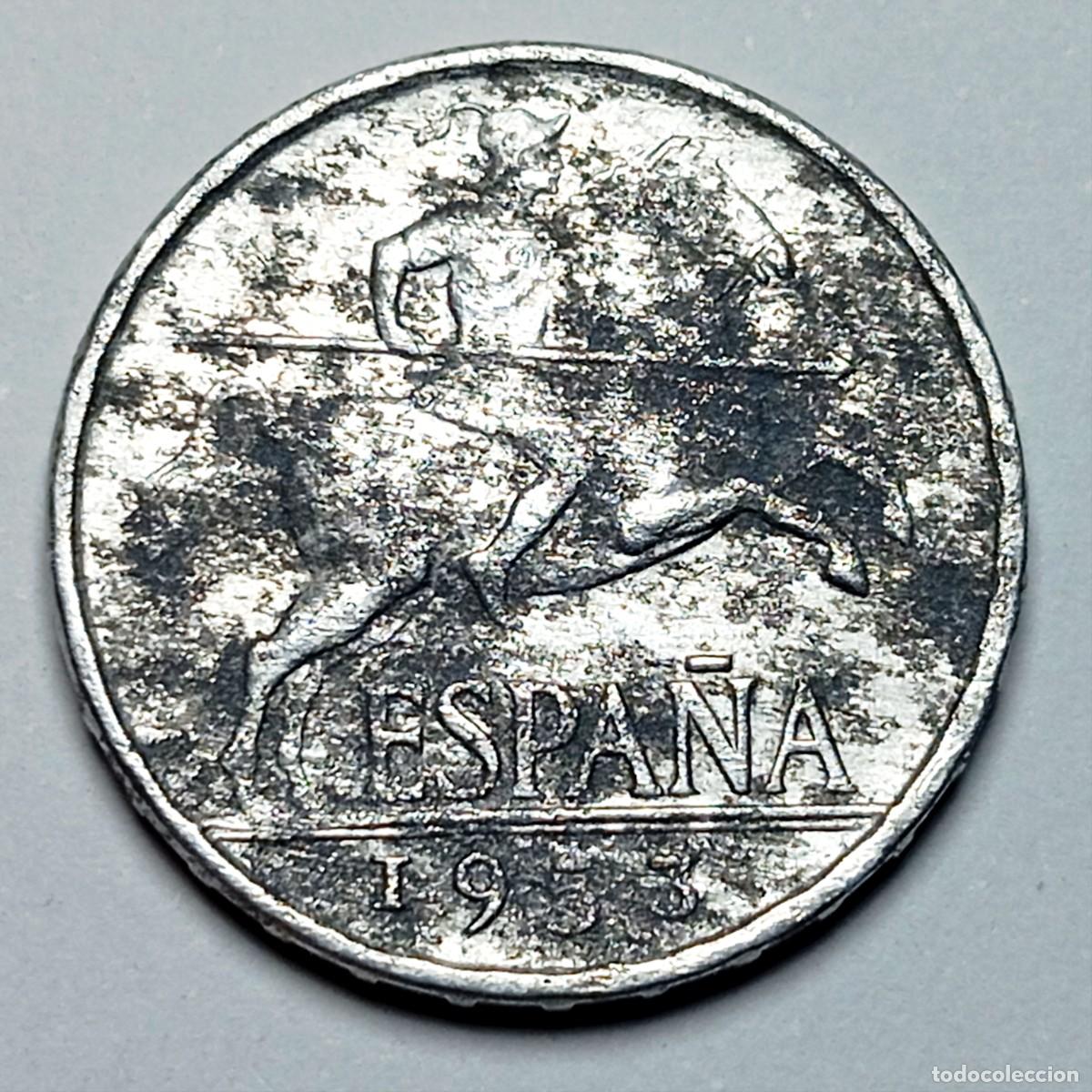 Monedas Franco: ⚜️ BBG3 2. Rara Moneda 5 Centimos 1953 Jinete Iberico Espa&ntilde;a Franco Aluminio Numismatica Lote