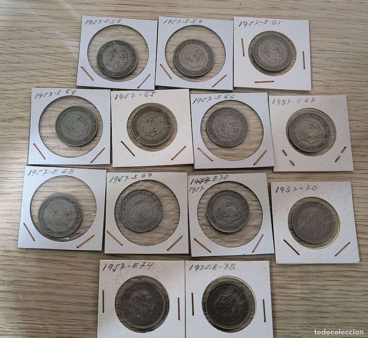 Monedas Franco: 25 pesetas 1957 Franco SERIE COMPLETA estrellas 58 a 75 - 18 monedas
