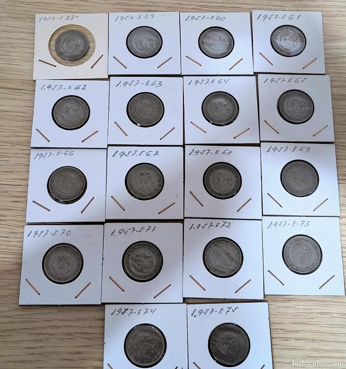 Monedas Franco: 25 pesetas 1957 Franco SERIE COMPLETA estrellas 58 a 75 - 18 monedas